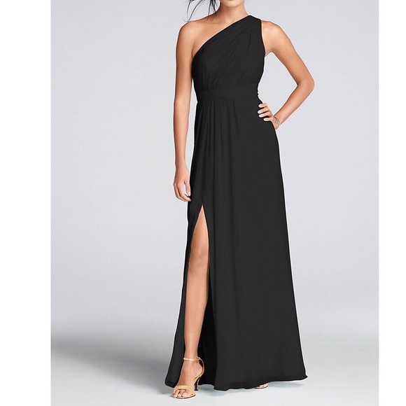 David's Bridal Dresses & Skirts - Long One-Shoulder Crinkle Chiffon Dress